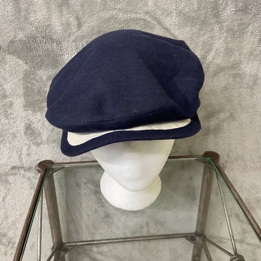 Sean John Newsboy Hat Linen blend Mens Med /Large Blue white Golf Cabbie Gatsby